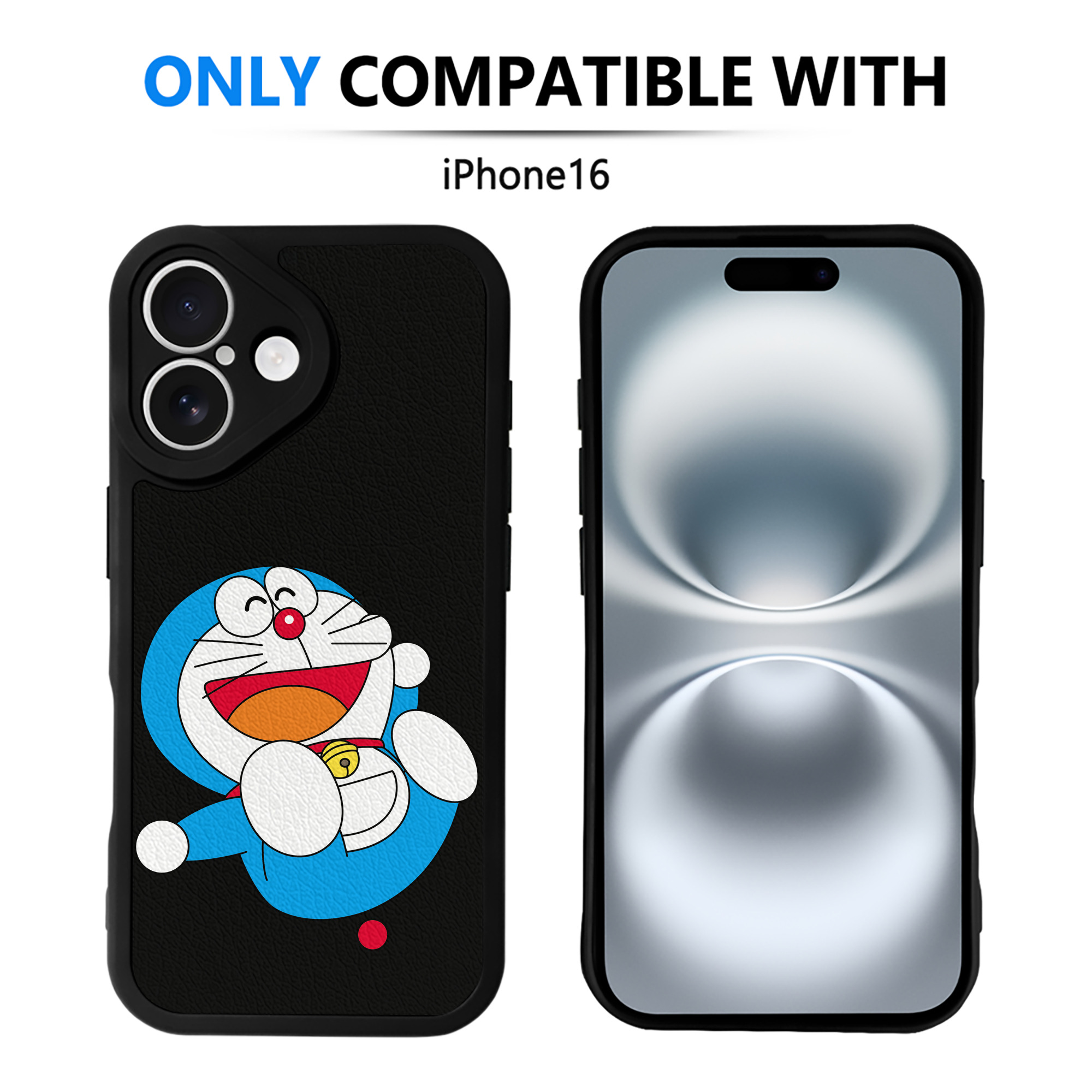 （画像用） ドラえもん Doraemon 【iPhone 16シリーズ対応】シリコンスマホケース（レザー調） 材質：シリコン
